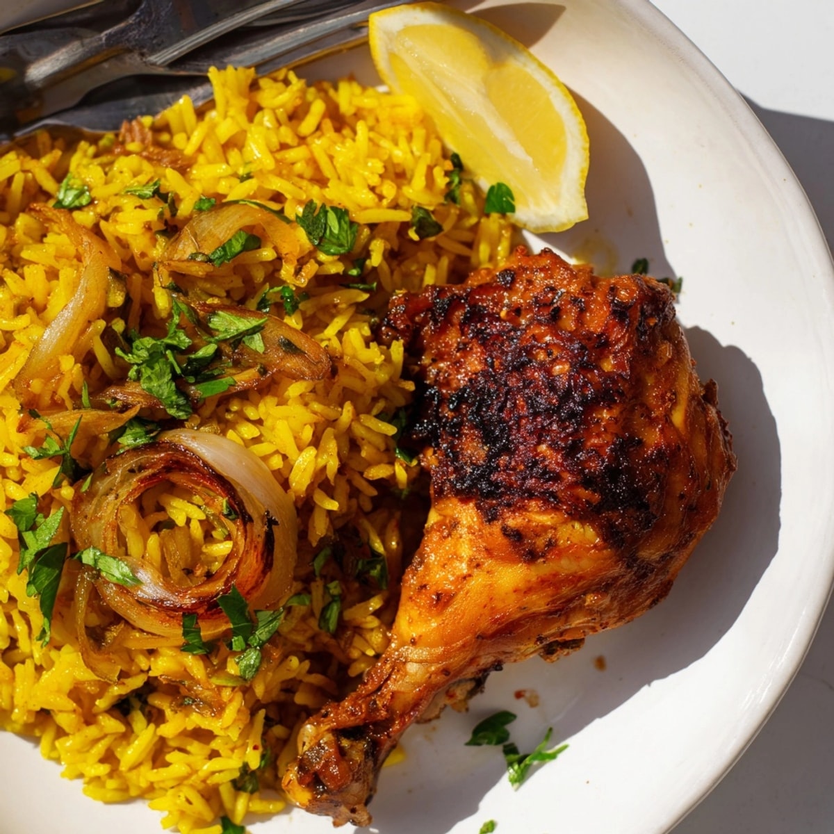 Golden Garlic Lemon Sheet Pan Chicken: A glistening, juicy delight served over fragrant rice.