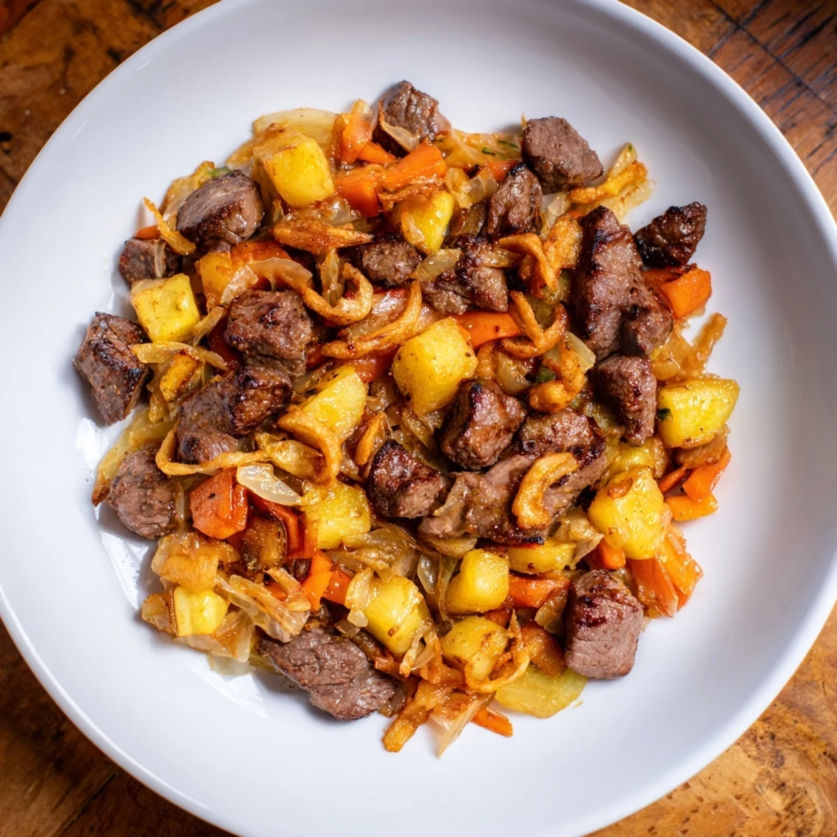 A bubbly, golden French Onion Pot Roast Casserole, showcasing tender beef and melted cheese.