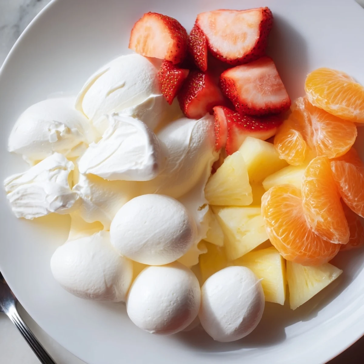 A vibrant Cloud & Rainbow Grazing Board: colorful fruits and cheeses arranged artfully, perfect for a celebration.