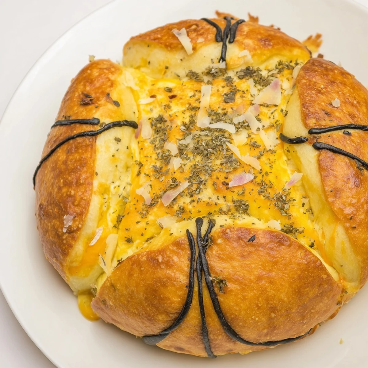 Golden brown Slam Dunk Basketball Pizza Bites, ready to dip in pizza sauce for game day.