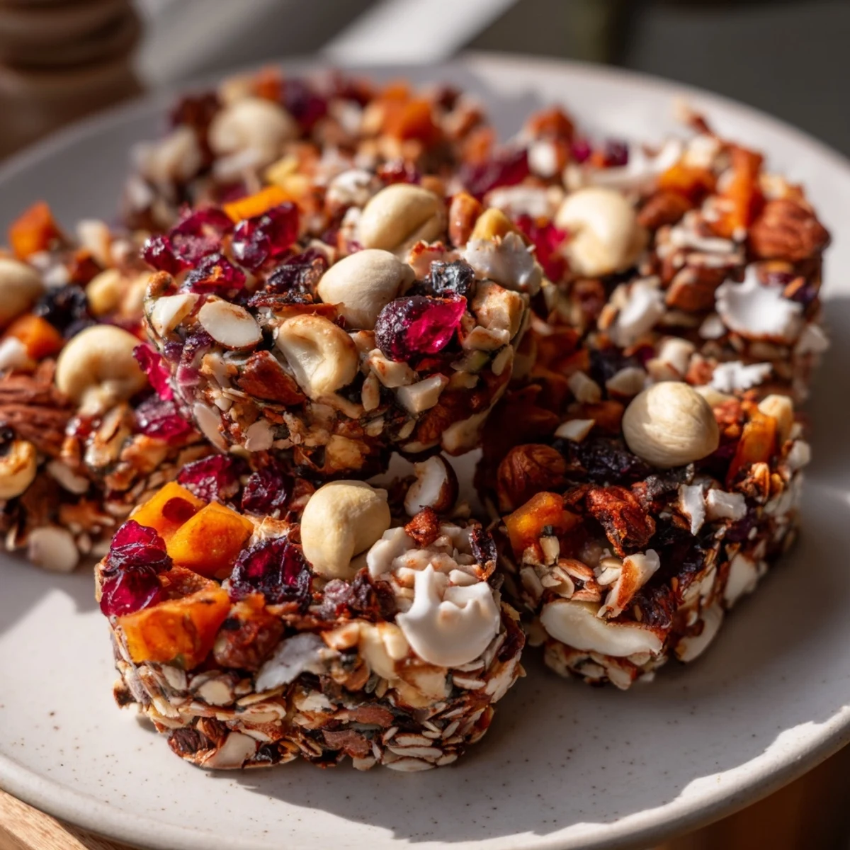 Close-up of golden Mélange Hivernal Flocon de Neige, a sweet and crunchy winter snack.