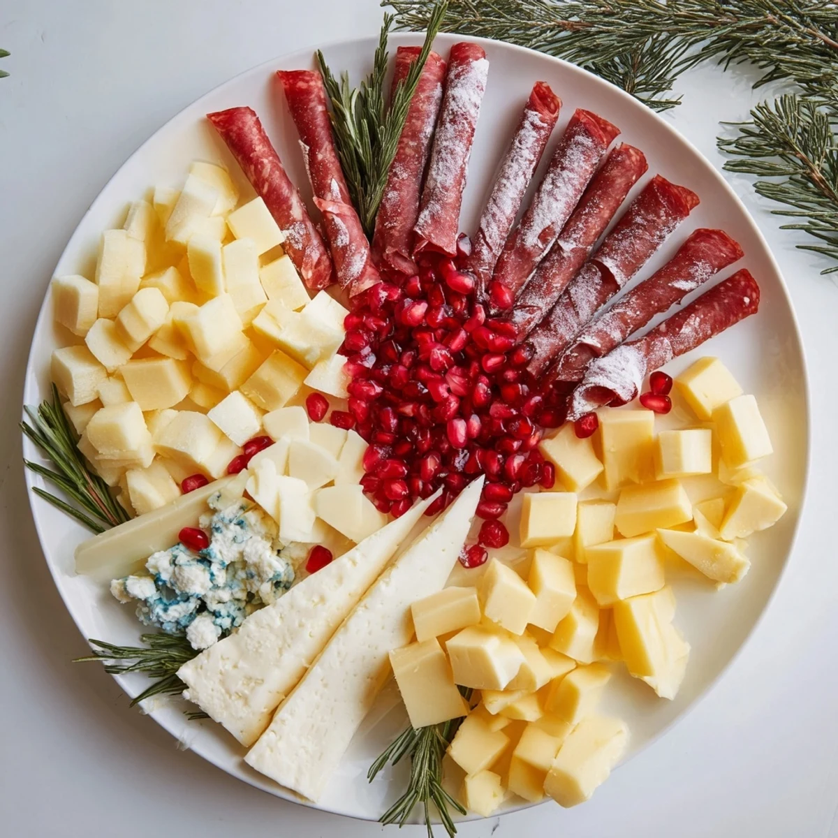 A festive Winter Forest Meat and Cheese Charcuterie Scene with a stunning arrangement of flavors and textures.