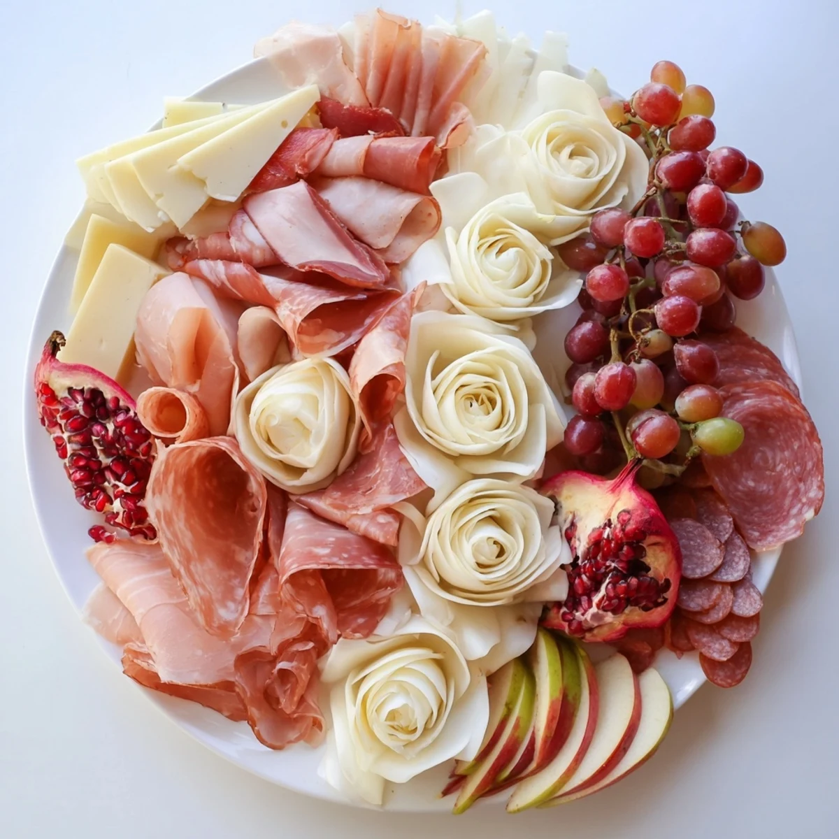 An elaborate Advanced Artisan Array charcuterie board overflowing with meats, cheeses, and colorful garnishes.