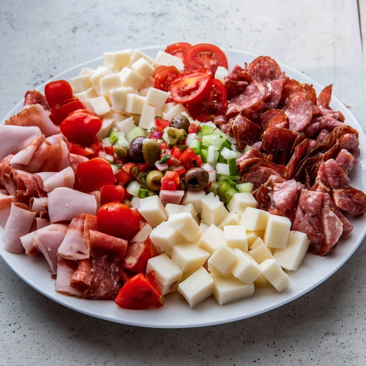 Beautifully arranged Keto Power Plate featuring meats, cheeses, and colorful, fresh vegetables for keto diners.