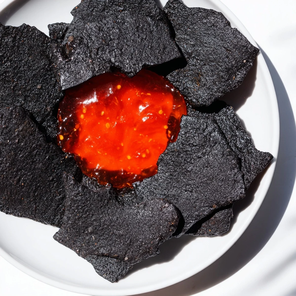 Black crackers ring a fiery crater of The Volcanic Flow, a dramatic, easy appetizer for guests.