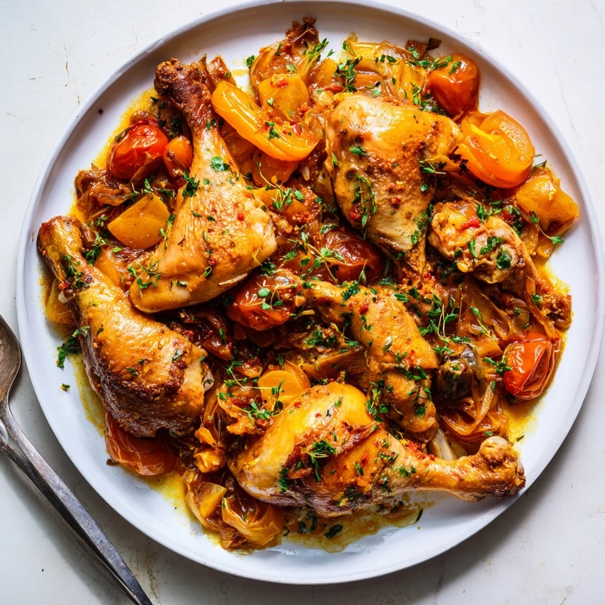 A steaming pot of Georgia Pot Roast Chicken, showcasing juicy chicken and flavorful, glazed vegetables.