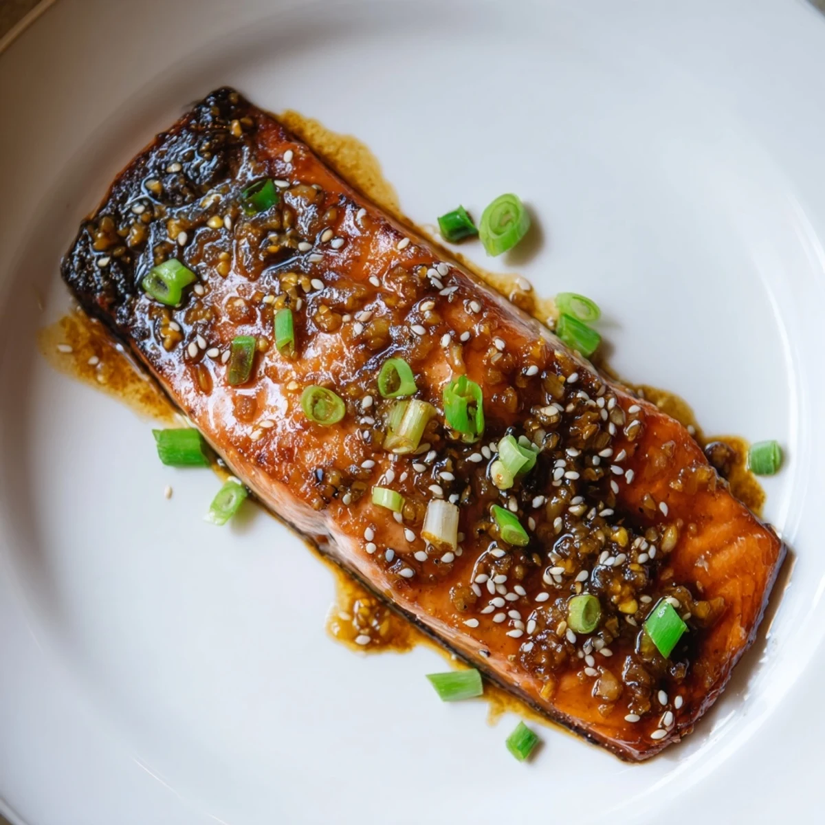 Golden-brown skin graces flaky ginger soy glazed salmon, a delicious Asian-inspired main course tonight.