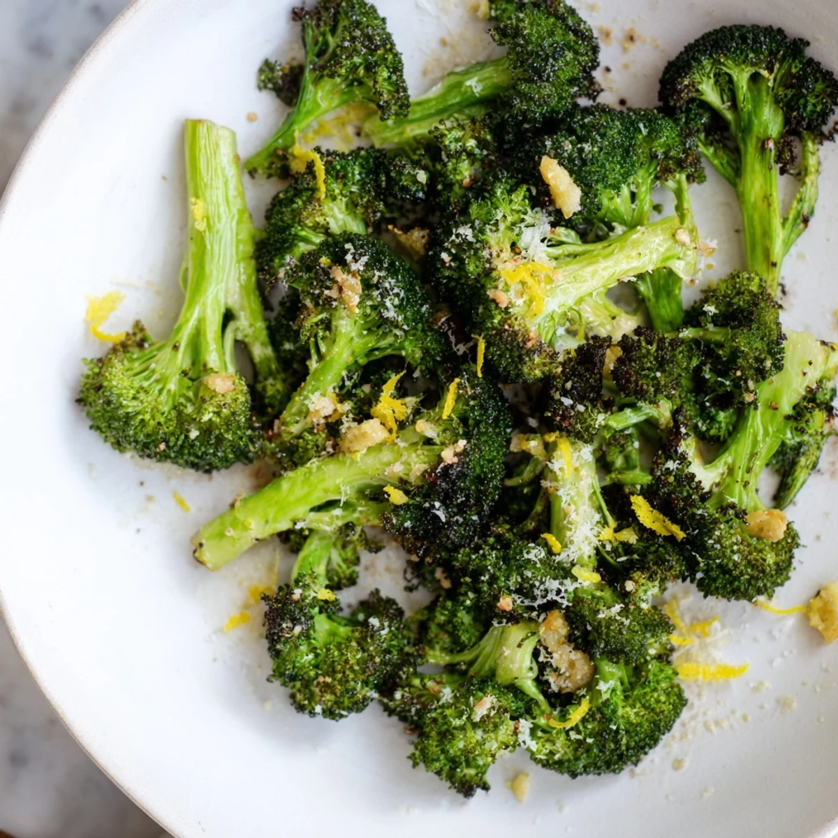 Golden-brown Lemon Garlic Roasted Broccoli, infused with garlic, is a perfect side dish.