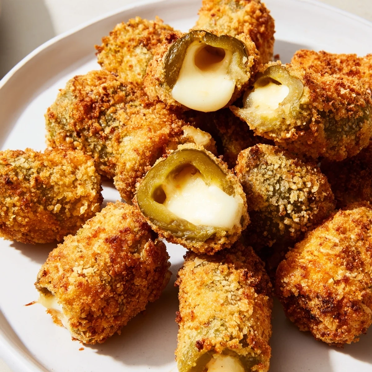 Golden brown Crispy Chickle Bites, cheesy and crunchy, ready to dip in creamy ranch dressing.
