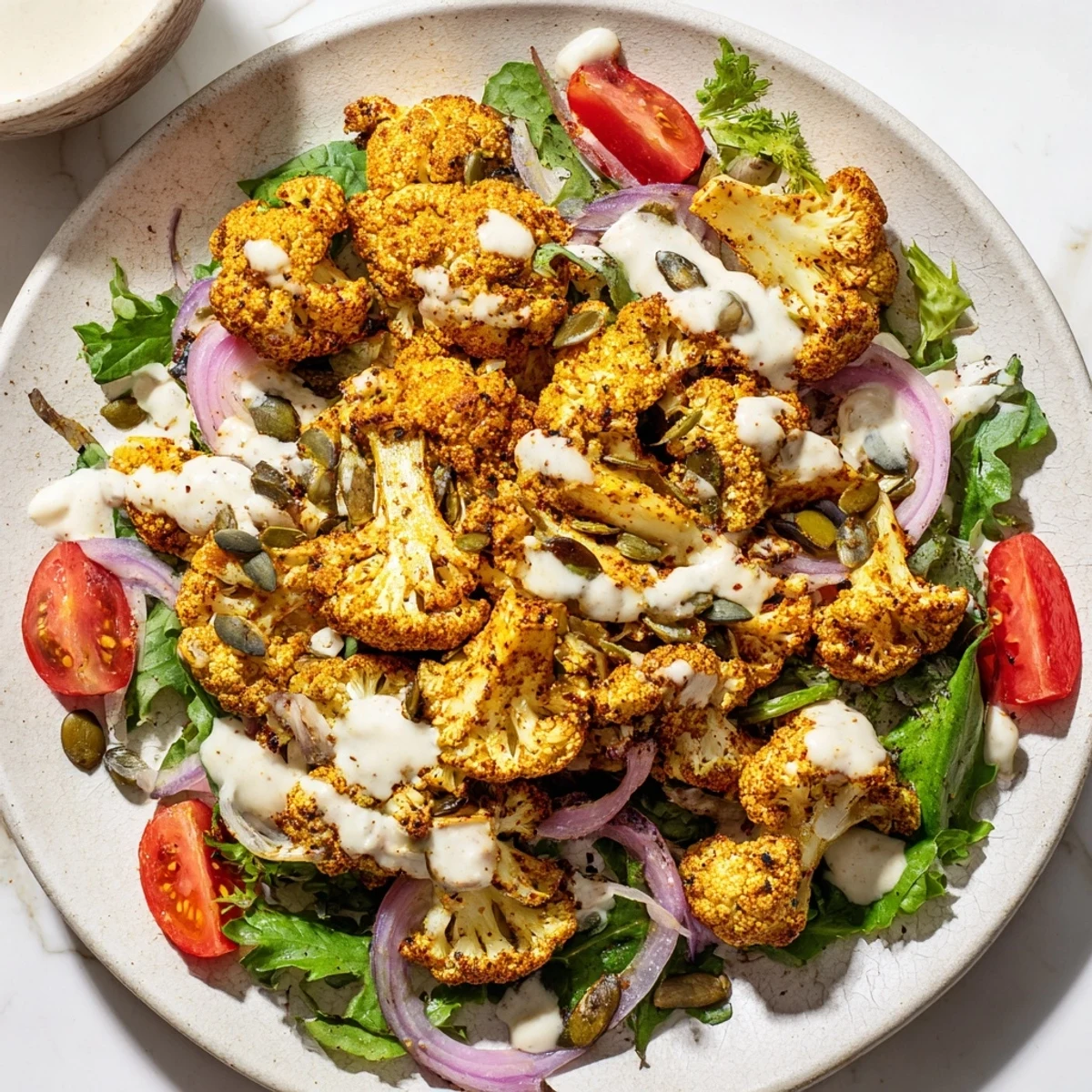 Crispy Cauliflower Salad Tahini