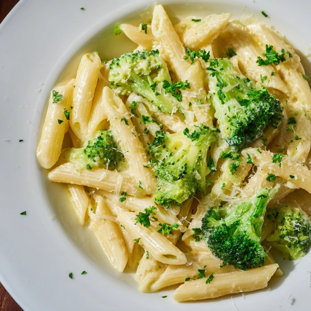 Freshly made Cream Cheese Garlic Pasta, topped with Parmesan, offering a warm, inviting aroma.