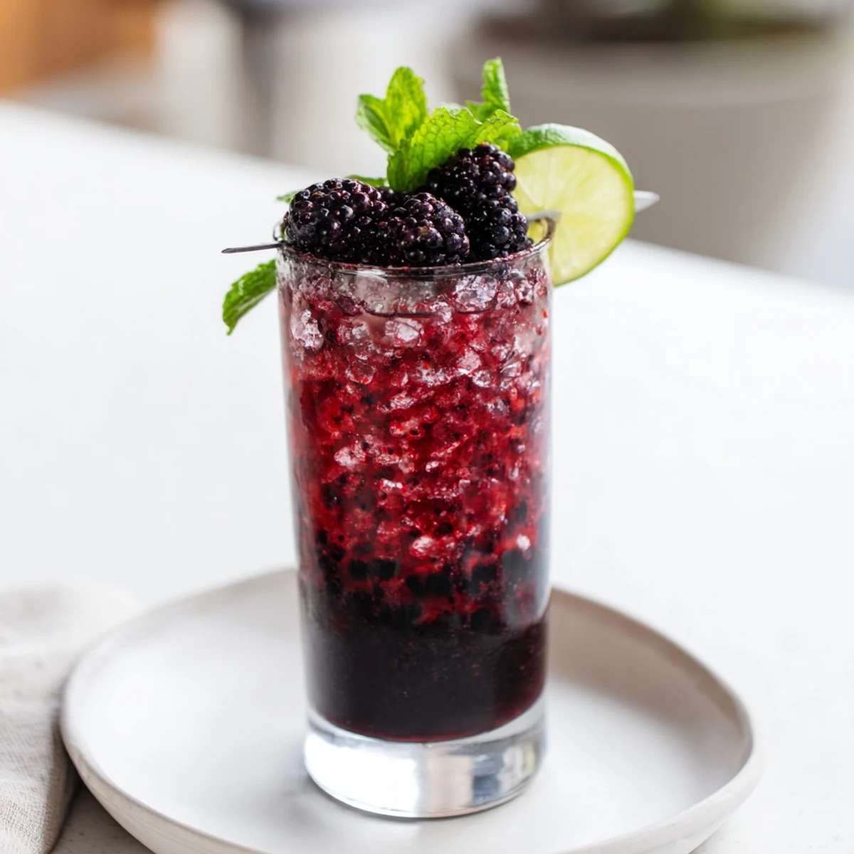 Dark Matter Mocktail: a striking black layered drink, perfect for a non-alcoholic, dramatic evening beverage.