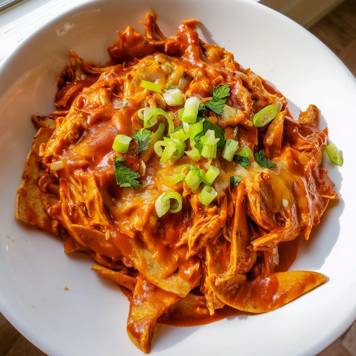 This delicious, easy Chicken Enchilada Skillet features a bubbly cheese topping and hearty filling.