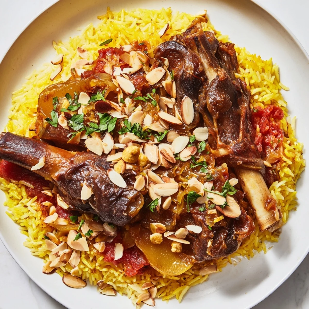 A beautifully flipped Maqluba showing layered rice, savory meat, and perfectly cooked vegetables for a feast.
