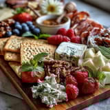 Elegant Spring Charcuterie Board featuring cured meats, cheeses, and vibrant edible flowers for a fresh and festive appetizer.