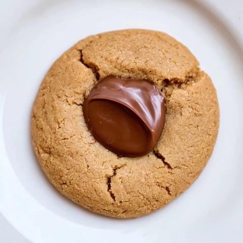 Warm, golden 3-Ingredient Peanut Butter Blossom Cookies, with a melted chocolate kiss atop each one.