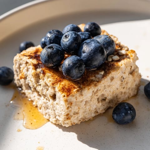 Warm Protein Pancake Oats, fluffy and golden, topped with fresh blueberries for a delicious breakfast.