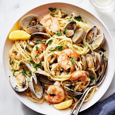 Seafood Linguine White Wine Sauce