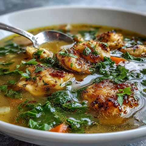 High Protein Lemon Turmeric Chicken Soup