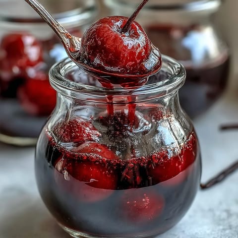 A mason jar filled with homemade Black Currant Rum Liqueur steeping in deep ruby tones.