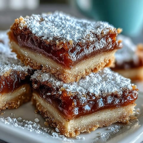 Golden-baked Earl Grey Tea, Guava, and Lemon Bars dusted with powdered sugar sit on a rustic wooden board, showcasing a vibrant lemon glaze and tropical guava swirls.