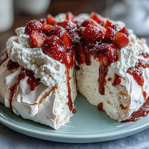 Strawberry Pavlova with Cream