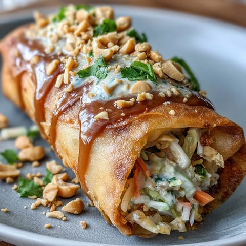 Golden, crispy spring rolls stuffed with fresh vegetables and vermicelli noodles, served with creamy peanut dipping sauce.  