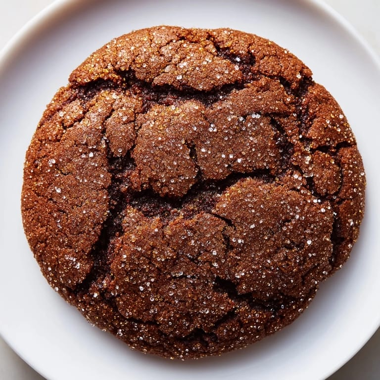 Close-up of freshly baked Gooey Soft Molasses Cookies, offering a satisfying chewy texture and deep molasses color.
