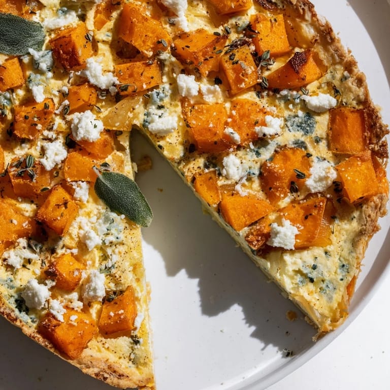 A perfect slice of Potato Crust Quiche with vegetables, served on a white plate.