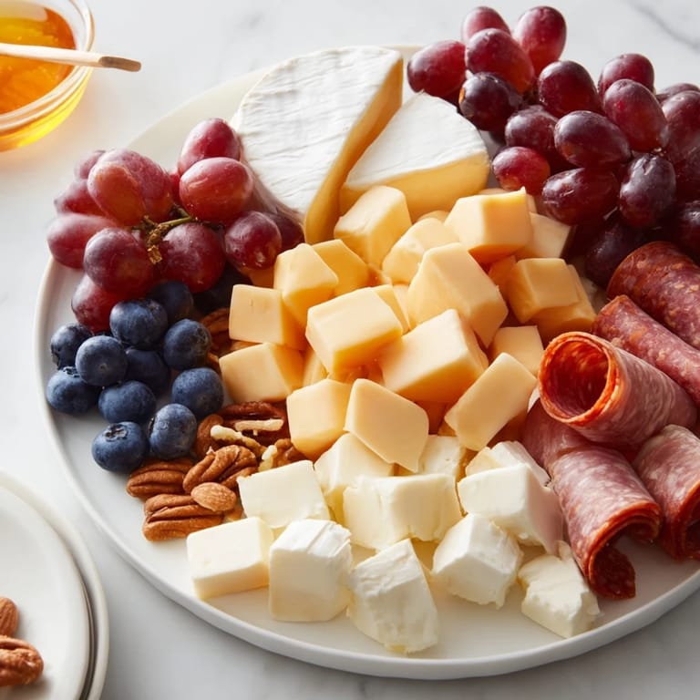 This charming Cozy Forest Animal Board showcases a delightful array of cheeses, crackers, and playful snacks.