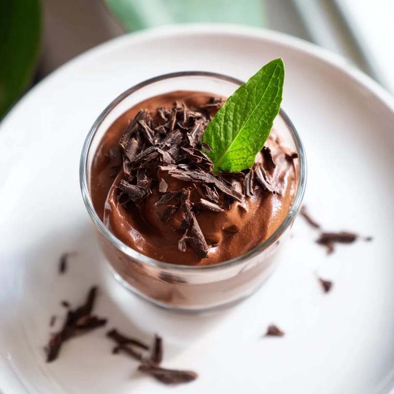 Silky smooth chocolate mousse dessert cups served in elegant glasses, a simple yet impressive dessert.