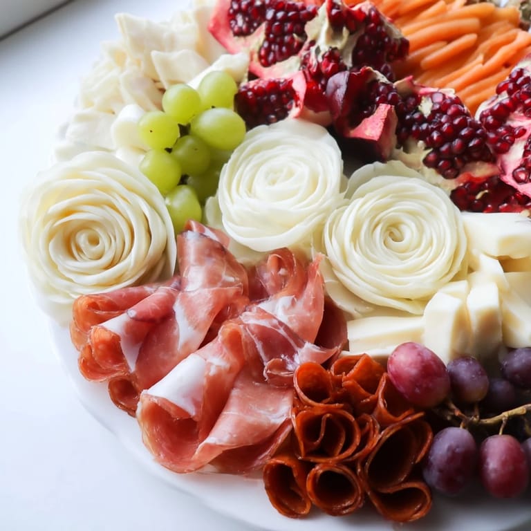 This luxurious Advanced Artisan Array features meticulously arranged meats, cheeses, and fresh fruits for a feast.
