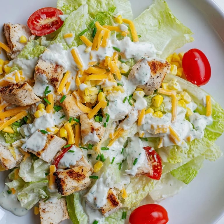 A hearty, high-protein Ranch Chicken Chopped Salad featuring juicy chicken, crunchy veggies, and herbs, perfect for a quick weeknight dinner or meal prep.