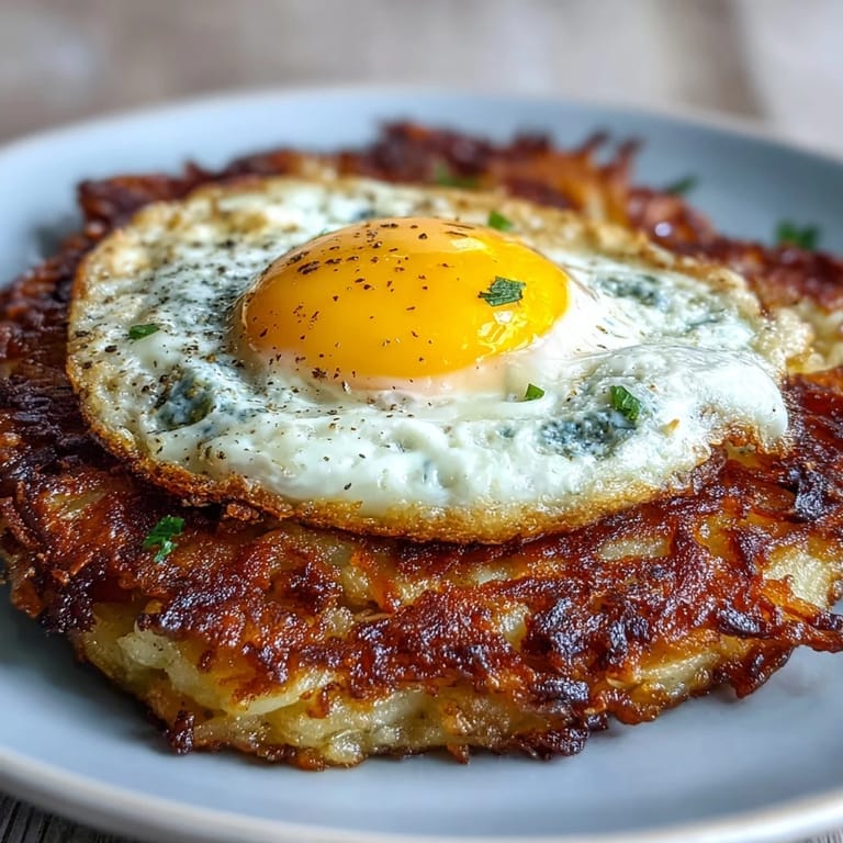 Crispy vegetarian celeriac rösti served with a vibrant red harissa yogurt sauce and lemon wedges on a rustic plate.