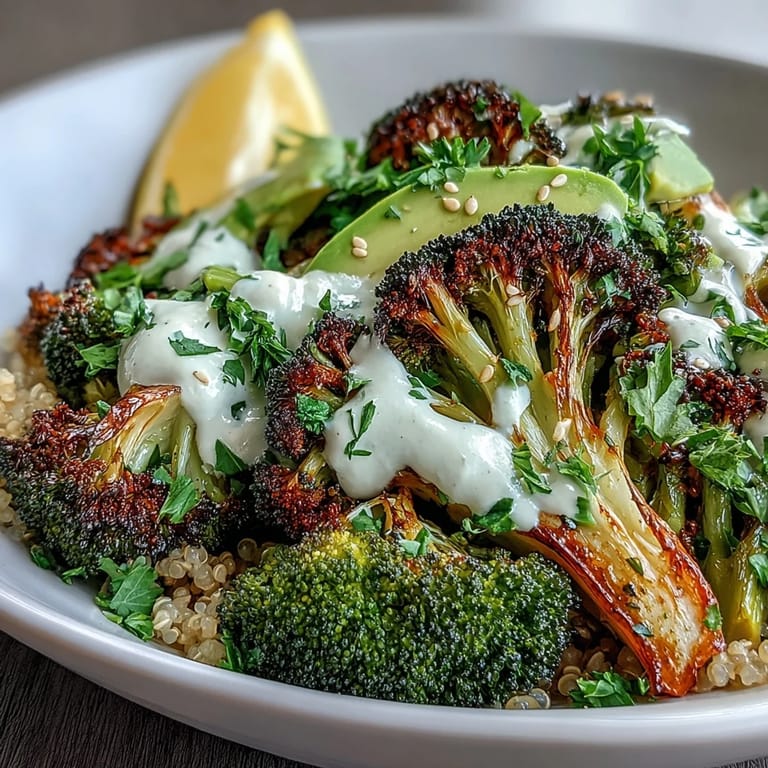 This Mediterranean-inspired vegan meal features crispy broccoli and avocado slices for a nutritious dinner.