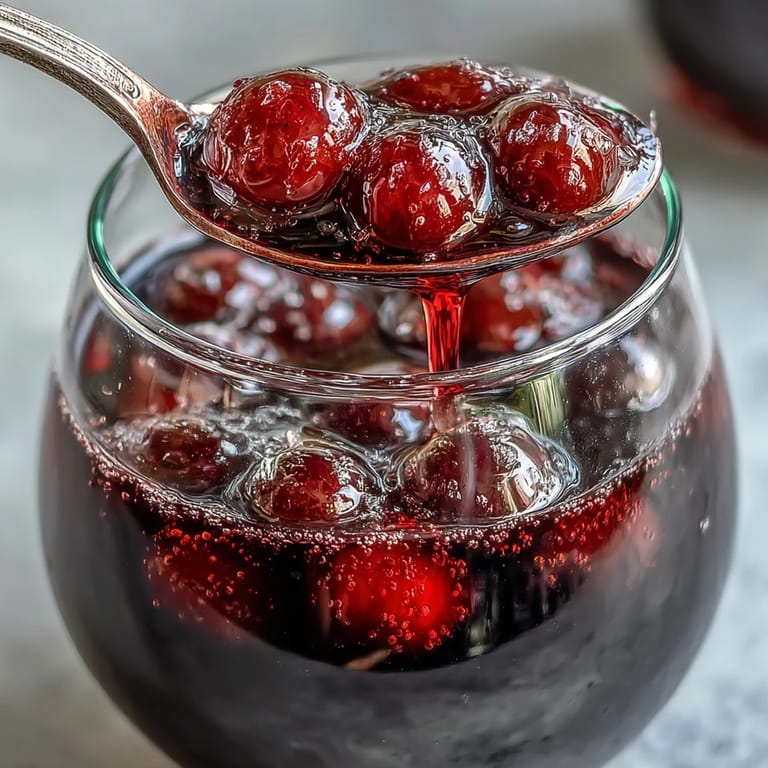 A filled glass bottle of homemade Black Currant Rum Liqueur with a handwritten label on a rustic table.