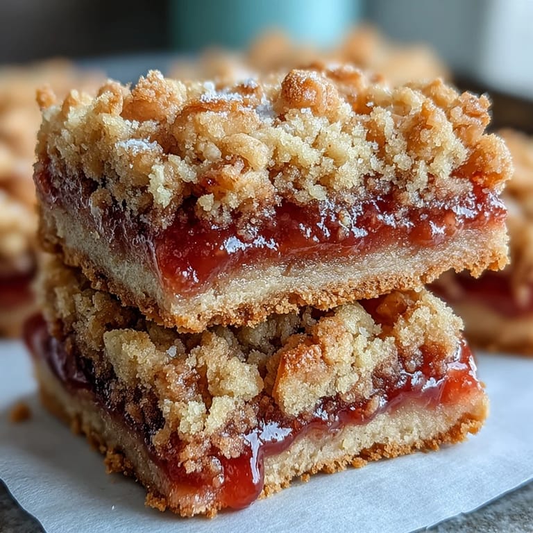 Freshly baked Guava Jam Bars on a rustic wooden board, cut into squares and ready to serve for a tropical dessert party or afternoon snack.