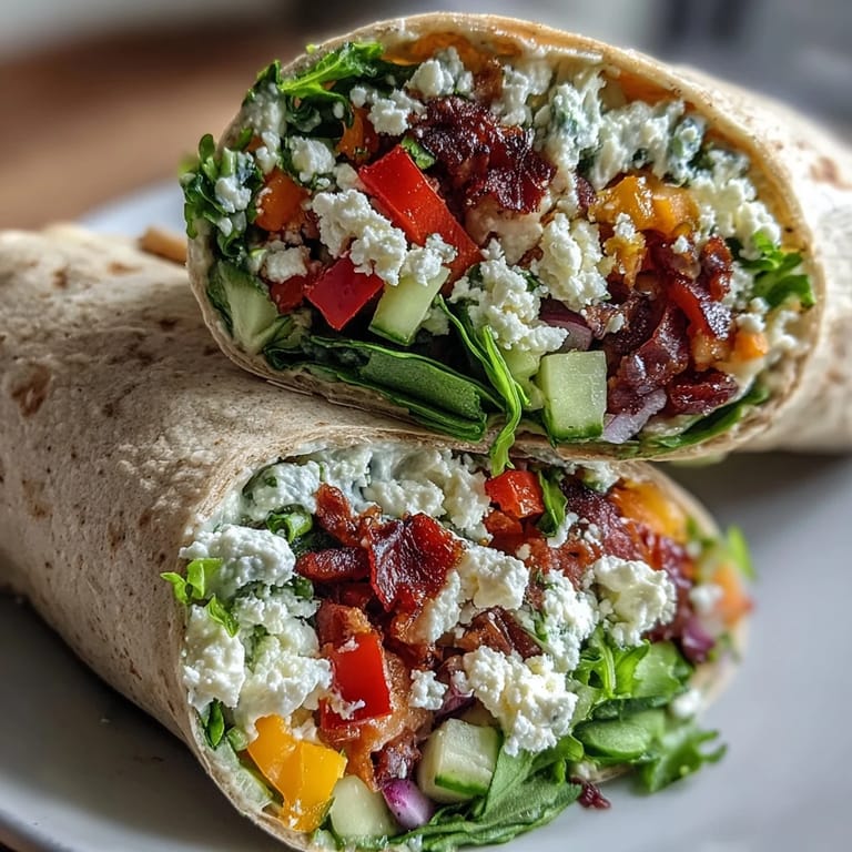 Vibrant lunch box wraps with layers of red, yellow, and purple vegetables wrapped in whole wheat tortillas.