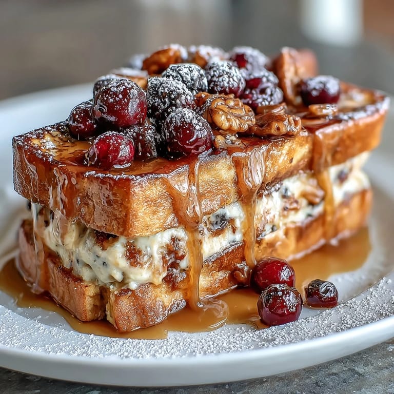 Fluffy pancake layers baked with juicy berries and vanilla custard, creating a warm and comforting breakfast casserole.
