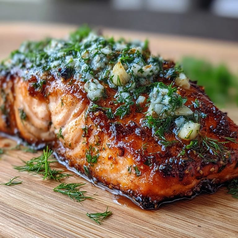 Cedar Plank Salmon with Garlic Dill: tender salmon grilled on cedar planks, brushed with garlicky dill marinade, and garnished with lemon slices for an irresistible aroma.