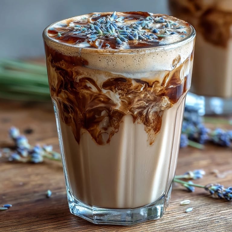 Soothing lavender oat milk latte with subtle floral aroma and smooth texture, an ideal vegan coffee alternative for any time of day.