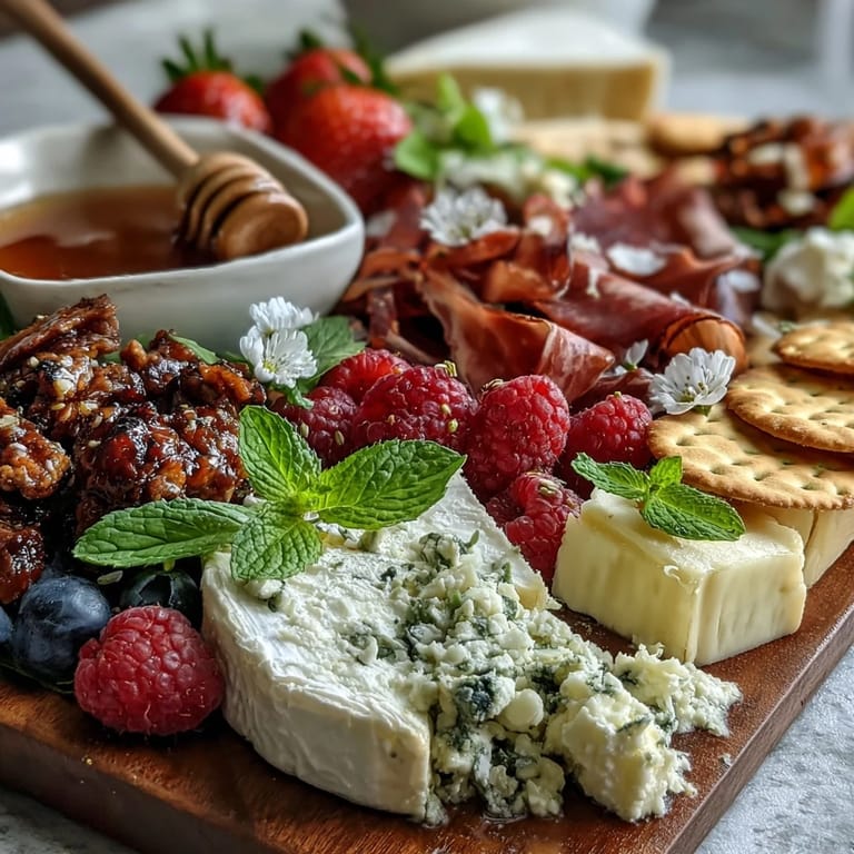 Vibrant Spring Charcuterie Board with Edible Flowers and Fruits, perfect for a light and beautiful gathering spread.