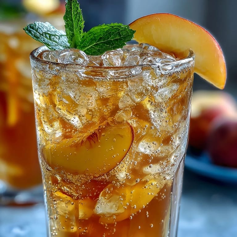 Enjoy this easy Iced Peach Green Tea Lemonade, bursting with fruity flavors.
