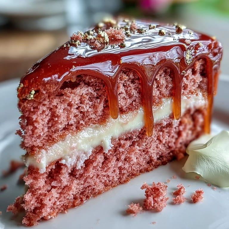 Beautifully draped Bridal Shower Rosé Velvet Cake with festive gold accents.