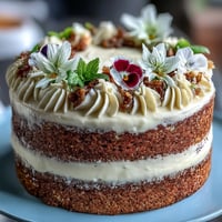 Beautiful mini layer cakes with vanilla and lemon, frosted with pastel buttercream and topped with fresh edible spring flowers for a birthday celebration.