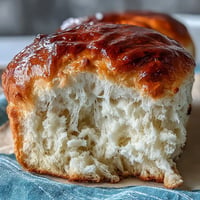 Soft and fluffy Japanese Milk Bread loaf with golden crust, perfect for sandwiches or toast.  